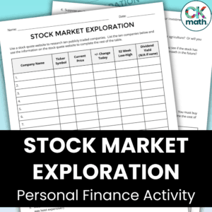 Stock Market Exploration - Personal Financial Literacy Research Activity