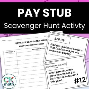 pay stub scavenger hunt activity