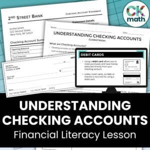 checking accounts financial literacy lesson and activities