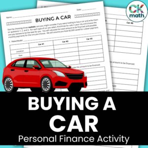 buying a car financial literacy activity
