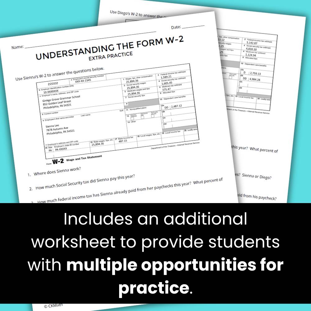 understanding the w-2 high school income tax lesson