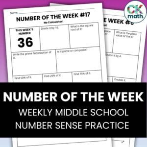 number sense worksheets for middle school