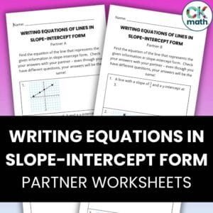 slope intercept form partner practice worksheet