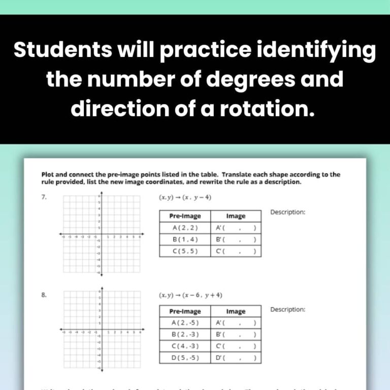 Rotations Practice Worksheet - Practice Rotations on the Coordinate ...