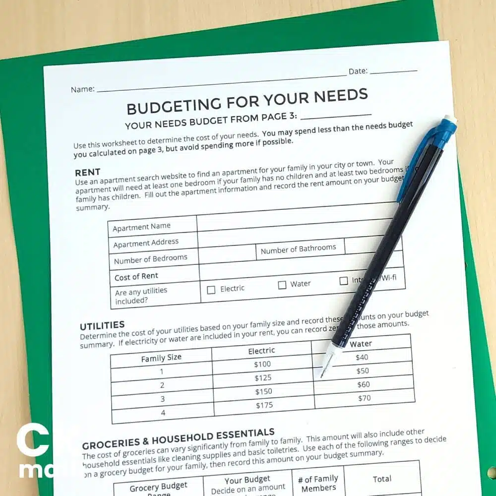 Budgeting Exercises For High School Students High School Financial