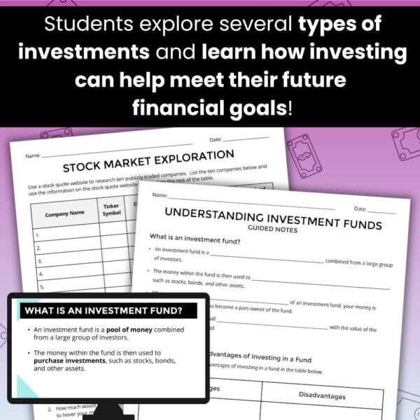 Investing & Retirement Financial Literacy Lessons and Activities Bundle - Image 2
