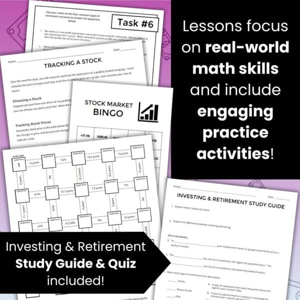 Investing & Retirement Financial Literacy Lessons and Activities Bundle - Image 4