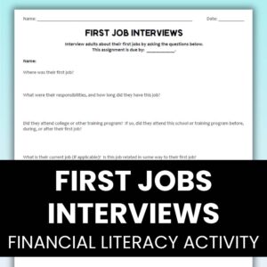 First Job Interviews Financial Literacy Activity