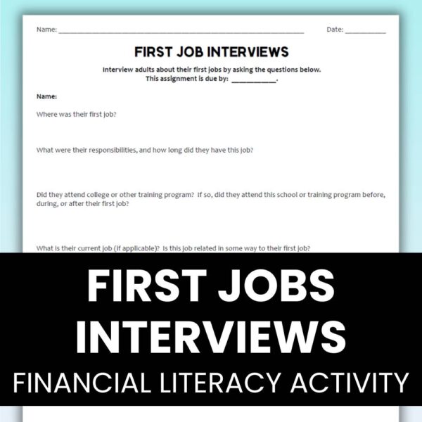 First Job Interviews Financial Literacy Activity