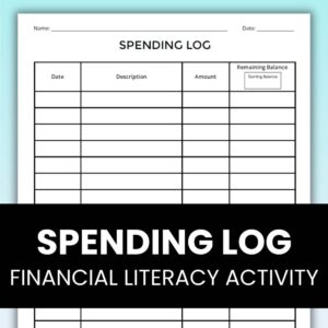 Blank Spending Log for Financial Literacy Activities