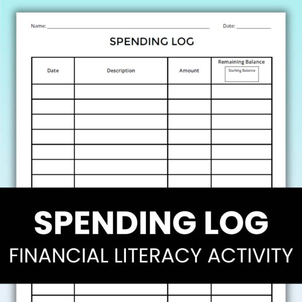 Blank Spending Log for Financial Literacy Activities