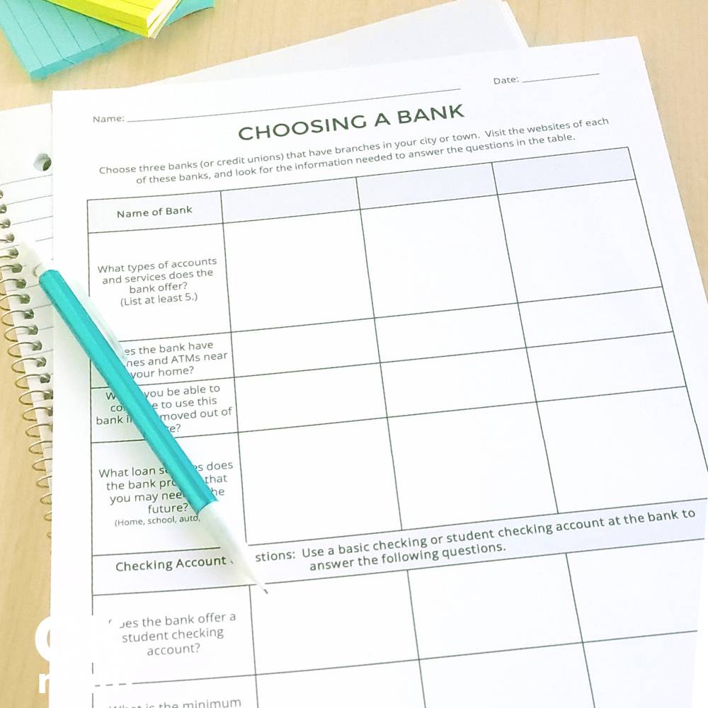 choosing a bank activity