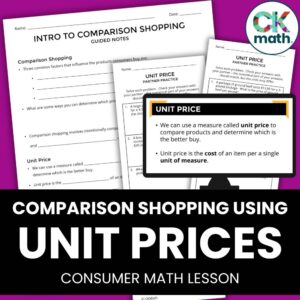 comparison shopping using unit prices lesson