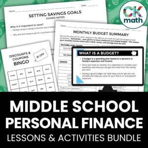 middle school personal finance lessons and activities unit