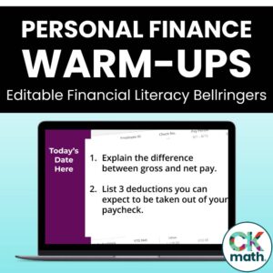 personal finance warm ups for high school
