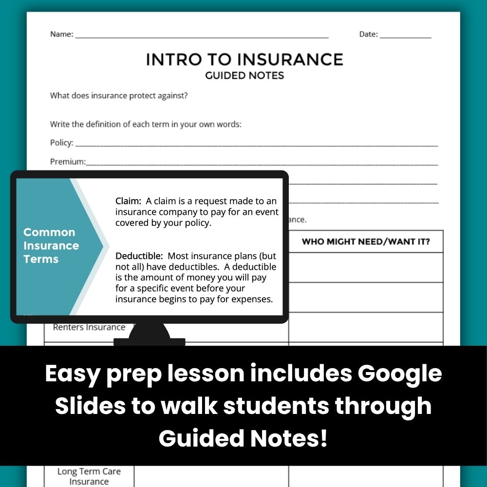 Intro to Insurance - Financial Literacy Lesson and Practice Task Cards Activity - Image 2