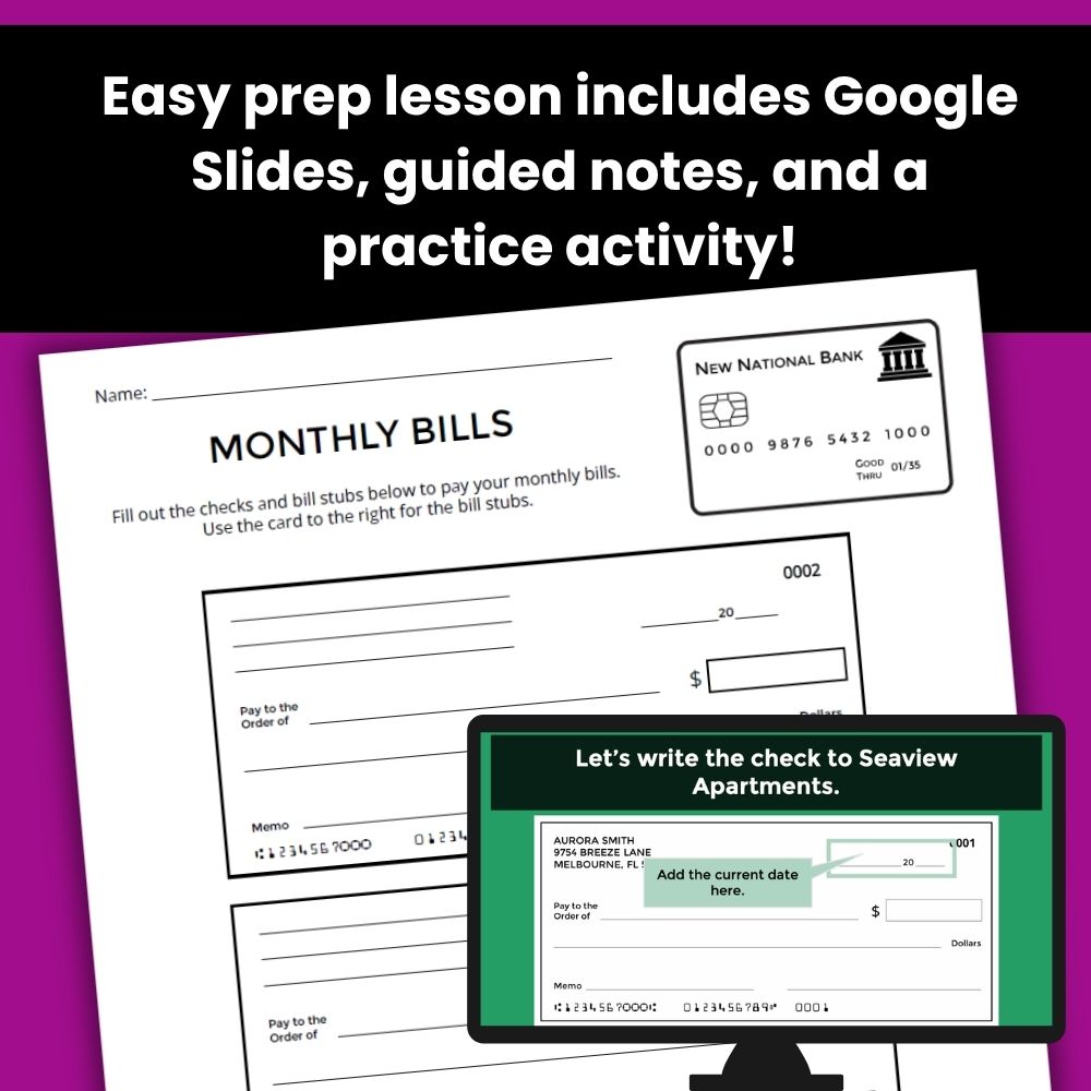 Managing Your Spending Lesson - Spending Logs, Paying Bills, and Writing Checks - Image 3
