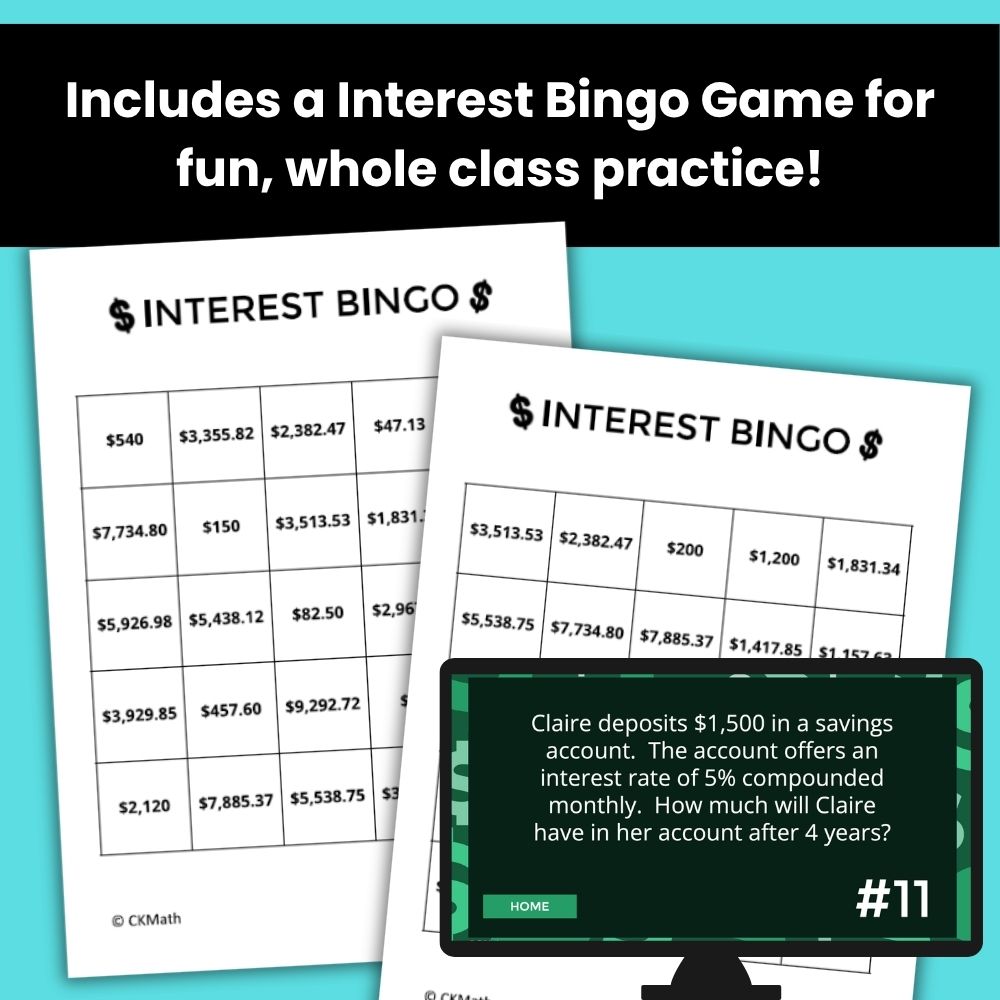 Understanding Bank Interest - Lessons, Practice Activities, and Bingo Game - Image 4
